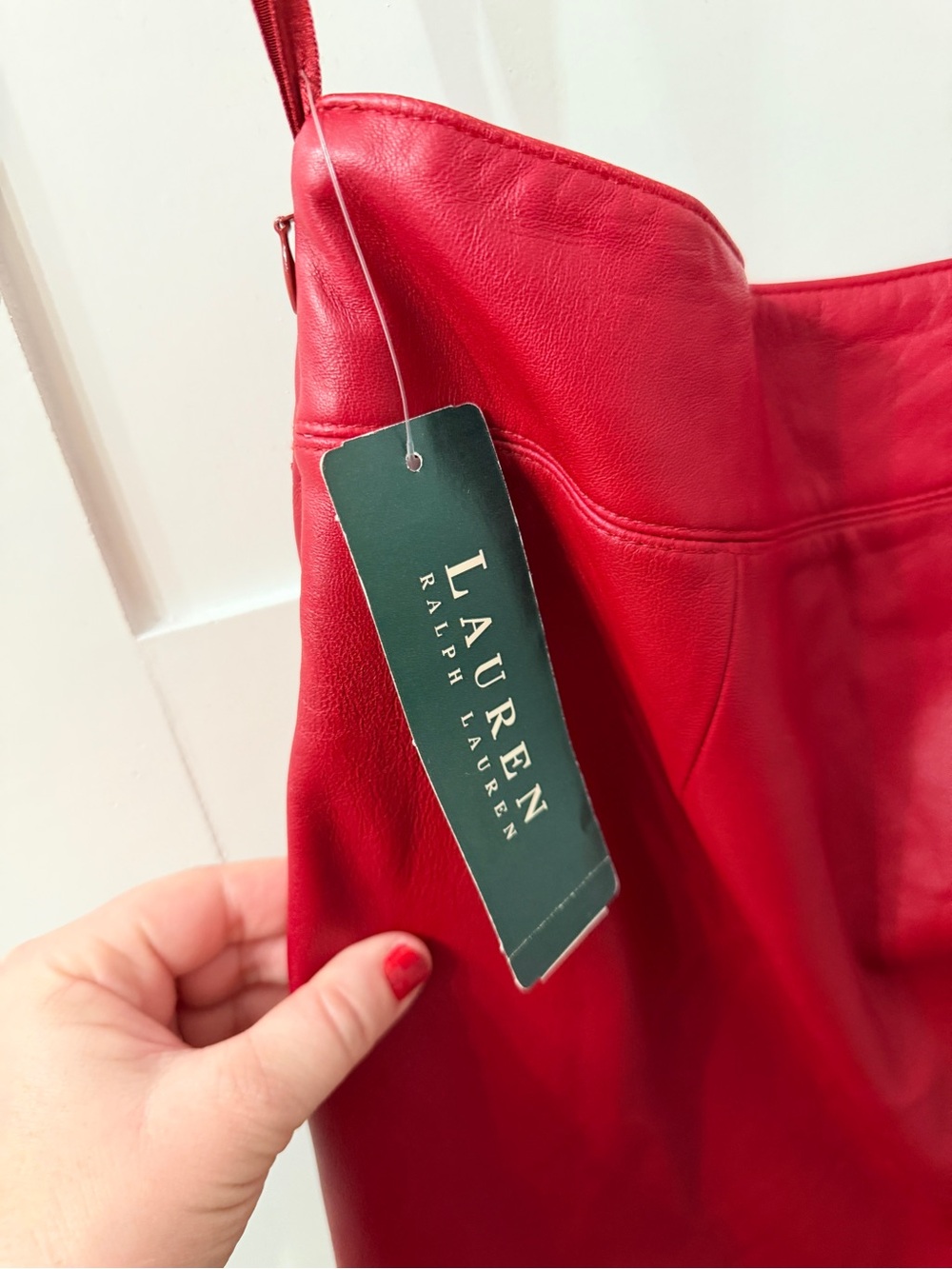 NWT Ralph Lauren Women's Red Leather Skirt - Picture 4 of 10